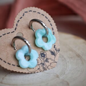 Anneaux d'oreilles Fleurs bleues