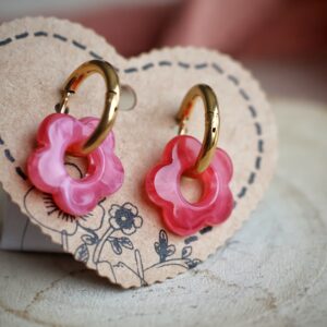 Anneaux d'oreilles Fleurs roses