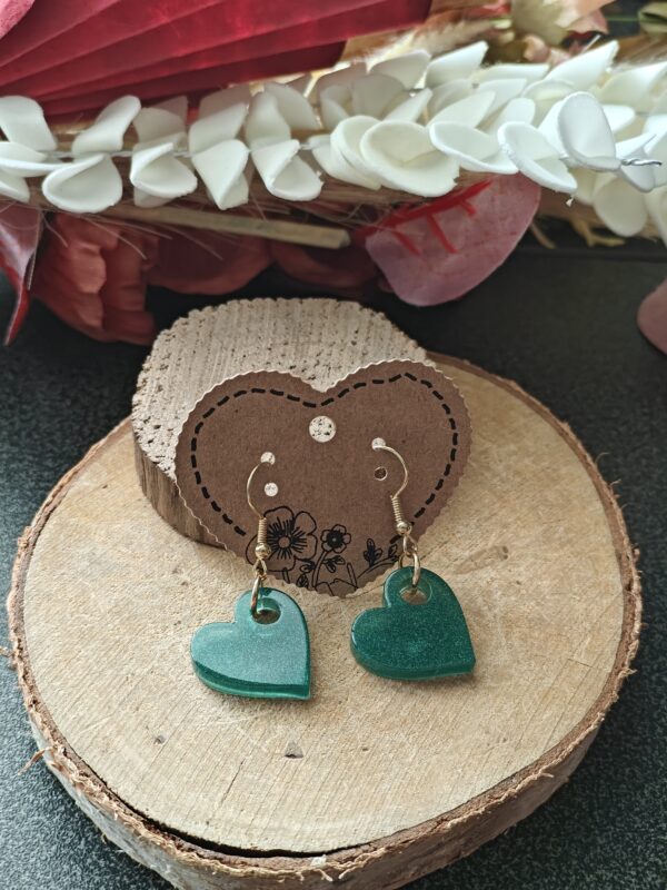 Boucles d'oreilles Cœur Vert