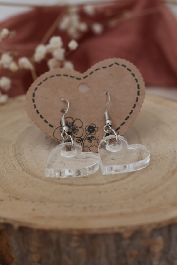 Boucles d'oreilles Cœur transparent