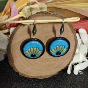 Boucles d'oreilles rondes à fleurs