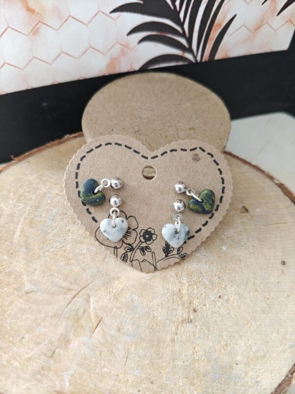 2 Paires Boucles d'oreilles cœur
