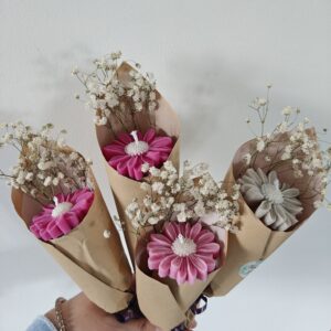 Mini bouquet de fleur, bougie parfumée
