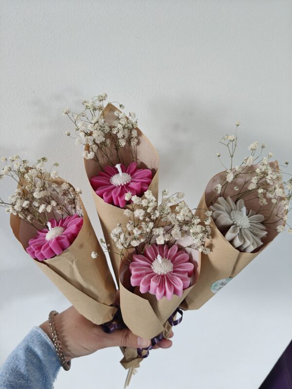 Mini bouquet de fleur, bougie parfumée